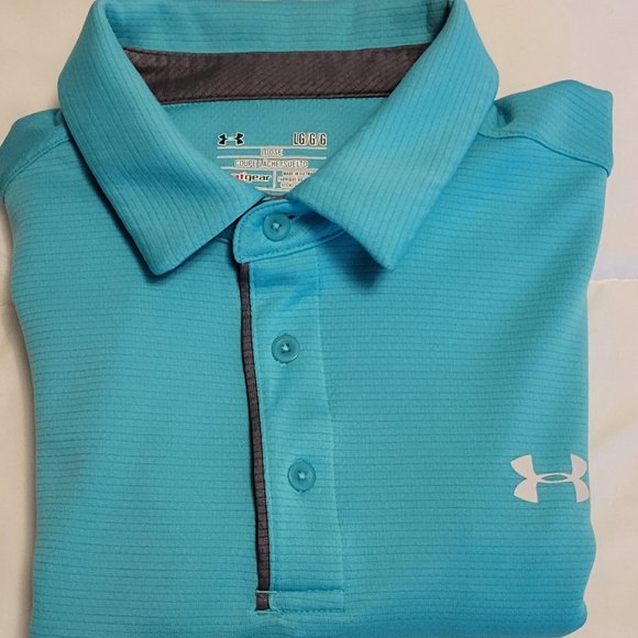 Under Armour men's heat gear mint aqua green polo size: L - Picture 2 of 2